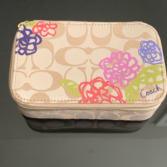 Coach fabric iconic logo travel jewelry case